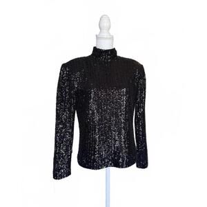 Anine Bing Josephine Black Sequin Top, Small